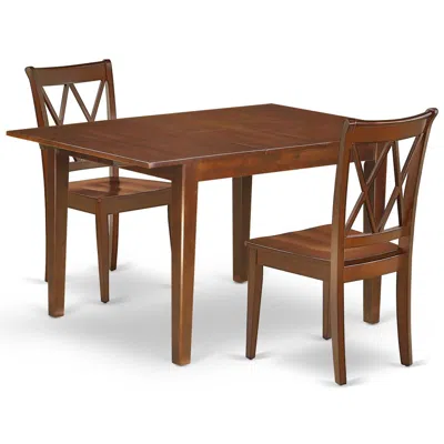 East West Furniture Dining Room Set Mahogany, Mlcl3-mah-w In Brown