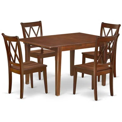 East West Furniture Dining Room Set Mahogany, Mlcl5-mah-w In Brown
