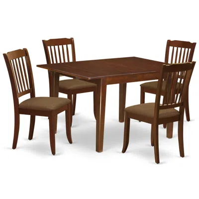 East West Furniture Dining Room Set Mahogany, Mlda5-mah-c In Brown