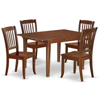East West Furniture Dining Room Set Mahogany, Mlda5-mah-w In Brown