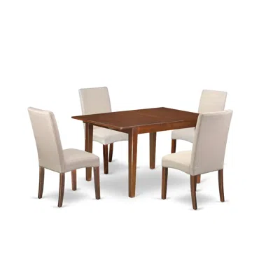 East West Furniture Dining Room Set Mahogany, Mldr5-mah-01