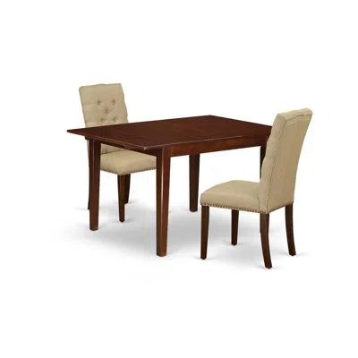 East West Furniture Dining Room Set Mahogany, Mlel3-mah-16 In Multi