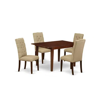 East West Furniture Dining Room Set Mahogany, Mlel5-mah-16
