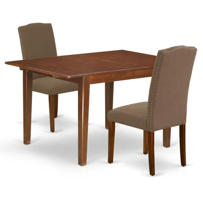 East West Furniture Dining Room Set Mahogany, Mlen3-mah-18 In Brown