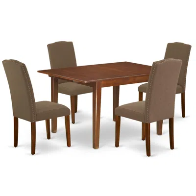 East West Furniture Dining Room Set Mahogany, Mlen5-mah-18 In Brown