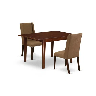 East West Furniture Dining Room Set Mahogany, Mlfl3-mah-18