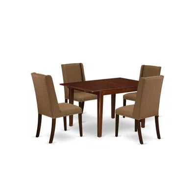 East West Furniture Dining Room Set Mahogany, Mlfl5-mah-18