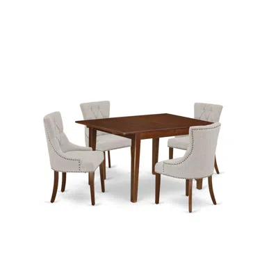 East West Furniture Dining Room Set Mahogany, Mlfr5-mah-05 In Brown