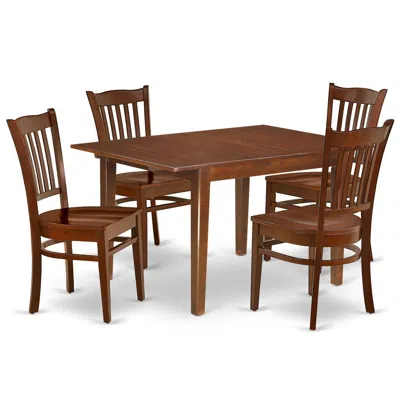 East West Furniture Dining Room Set Mahogany, Mlgr5-mah-w