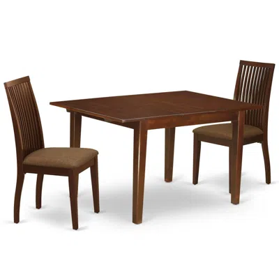 East West Furniture Dining Room Set Mahogany, Mlip3-mah-c In Brown