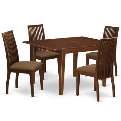 East West Furniture Dining Room Set Mahogany, Mlip5-mah-c In Brown