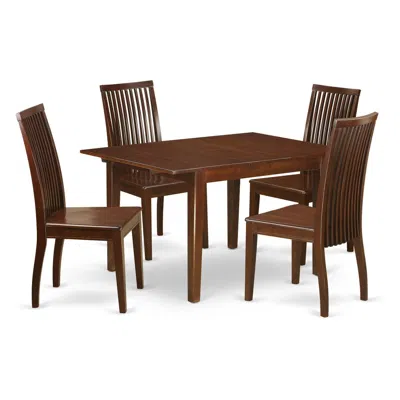 East West Furniture Dining Room Set Mahogany, Mlip5-mah-w In Brown