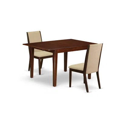East West Furniture Dining Room Set Mahogany, Mlla3-mah-04 In Brown