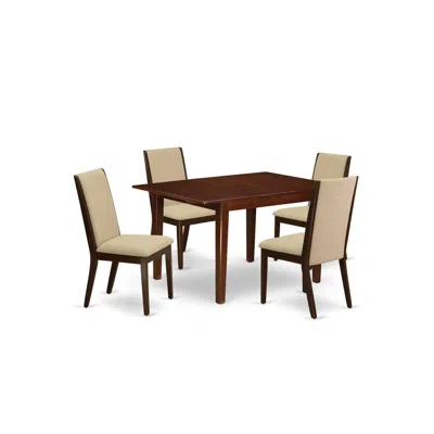 East West Furniture Dining Room Set Mahogany, Mlla5-mah-04 In Neutral