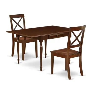 East West Furniture Dining Room Set Mahogany, Mzbo3-mah-w In Blue