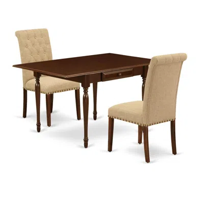 East West Furniture Dining Room Set Mahogany, Mzbr3-mah-04 In Multi