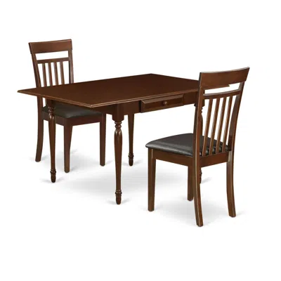 East West Furniture Dining Room Set Mahogany, Mzca3-mah-lc In Brown