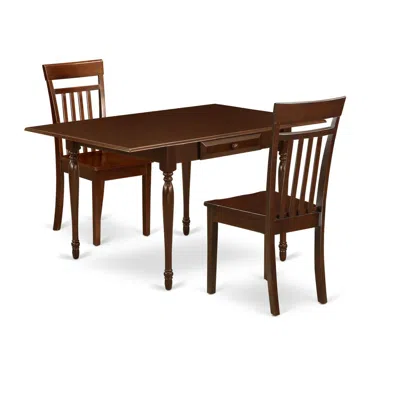 East West Furniture Dining Room Set Mahogany, Mzca3-mah-w