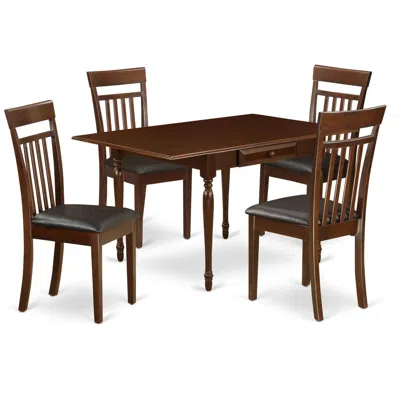 East West Furniture Dining Room Set Mahogany, Mzca5-mah-lc In Brown