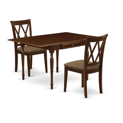 East West Furniture Dining Room Set Mahogany, Mzcl3-mah-c