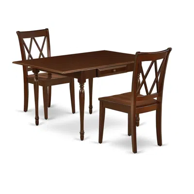 East West Furniture Dining Room Set Mahogany, Mzcl3-mah-w In Brown