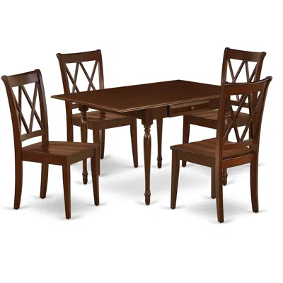East West Furniture Dining Room Set Mahogany, Mzcl5-mah-w