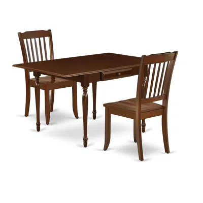 East West Furniture Dining Room Set Mahogany, Mzda3-mah-w In Blue