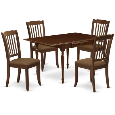 East West Furniture Dining Room Set Mahogany, Mzda5-mah-c