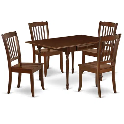 East West Furniture Dining Room Set Mahogany, Mzda5-mah-w In Brown