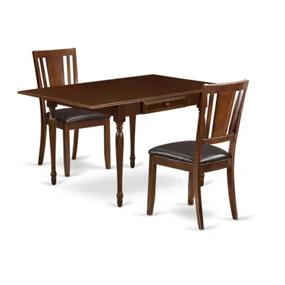 East West Furniture Dining Room Set Mahogany, Mzdu3-mah-lc