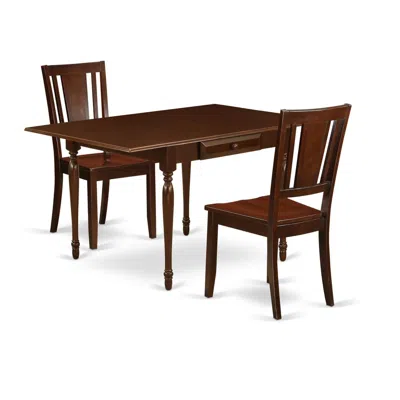 East West Furniture Dining Room Set Mahogany, Mzdu3-mah-w