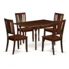 East West Furniture Dining Room Set Mahogany, Mzdu5-mah-w