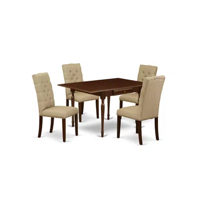 East West Furniture Dining Room Set Mahogany, Mzel5-mah-16 In Neutral