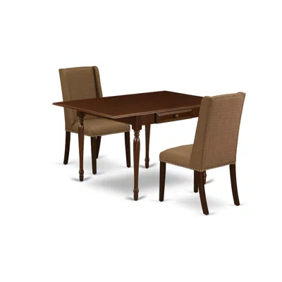 East West Furniture Dining Room Set Mahogany, Mzfl3-mah-18 In Blue