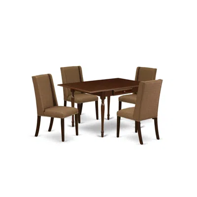 East West Furniture Dining Room Set Mahogany, Mzfl5-mah-18