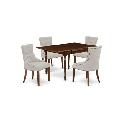 East West Furniture Dining Room Set Mahogany, Mzfr5-mah-05 In Gray