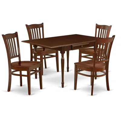 East West Furniture Dining Room Set Mahogany, Mzgr5-mah-w In Brown