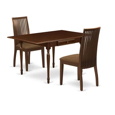East West Furniture Dining Room Set Mahogany, Mzip3-mah-c In Brown