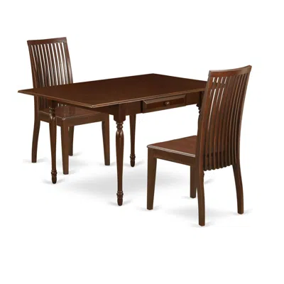 East West Furniture Dining Room Set Mahogany, Mzip3-mah-w In Brown