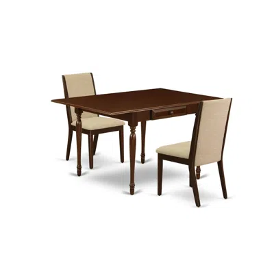 East West Furniture Dining Room Set Mahogany, Mzla3-mah-04 In Brown