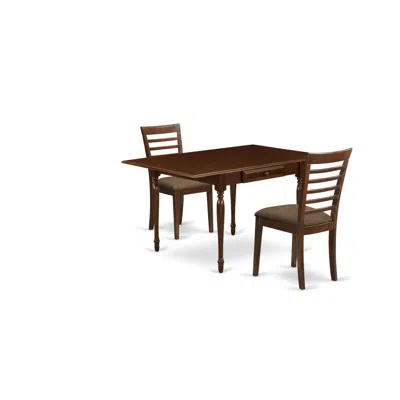 East West Furniture Dining Room Set Mahogany, Mzml3-mah-c In Brown