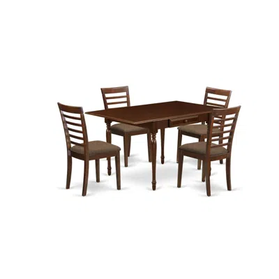 East West Furniture Dining Room Set Mahogany, Mzml5-mah-c In Brown