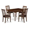 East West Furniture Dining Room Set Mahogany, Mzml5-mah-lc