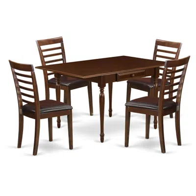 East West Furniture Dining Room Set Mahogany, Mzml5-mah-lc