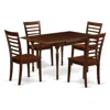 East West Furniture Dining Room Set Mahogany, Mzml5-mah-w