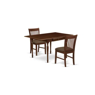 East West Furniture Dining Room Set Mahogany, Mzno3-mah-c In Black