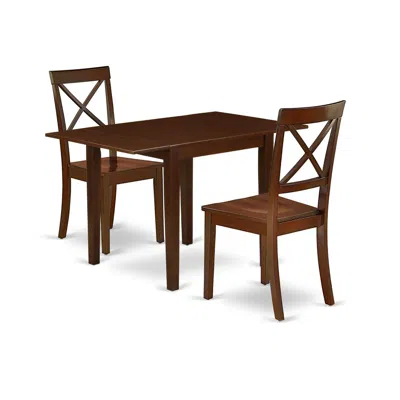 East West Furniture Dining Room Set Mahogany, Ndbo3-mah-w In Brown