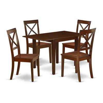 East West Furniture Dining Room Set Mahogany, Ndbo5-mah-w In Brown