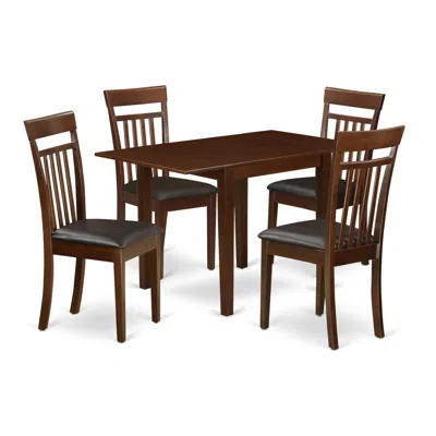 East West Furniture Dining Room Set Mahogany, Ndca5-mah-lc In Brown