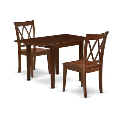 East West Furniture Dining Room Set Mahogany, Ndcl3-mah-w In Brown